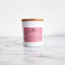 Load image into Gallery viewer, Love Note - Rose Petals + Sandalwood Coconut Soy Candle 8oz.