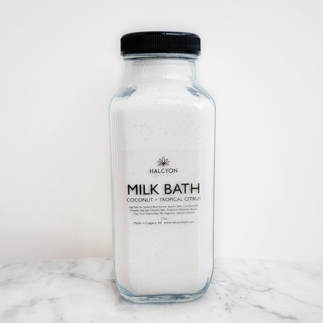 Milk Bath - Coconut Milk & Tropical Citrus Soak 17oz glass bottle