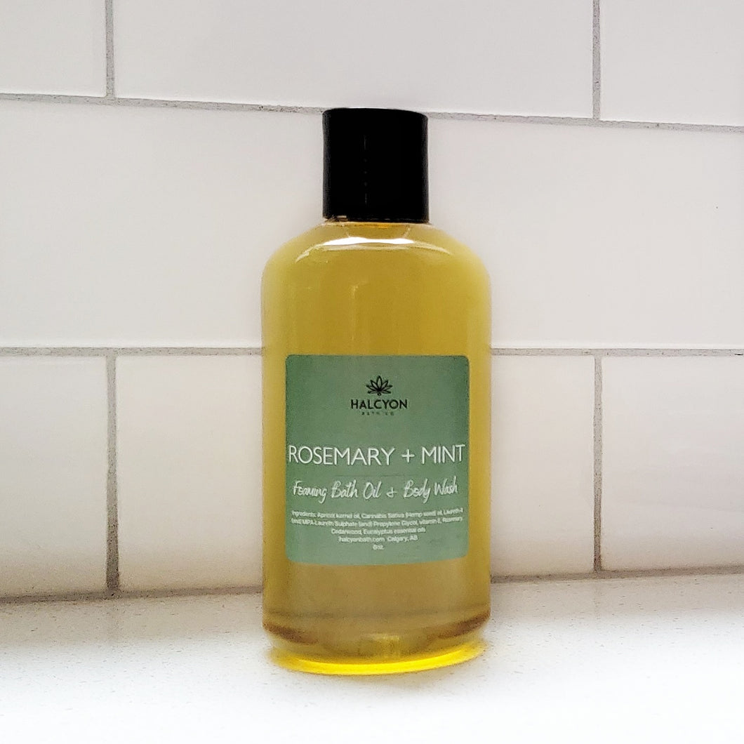 Foaming Bath Oil & Body Wash - Rosemary + Mint