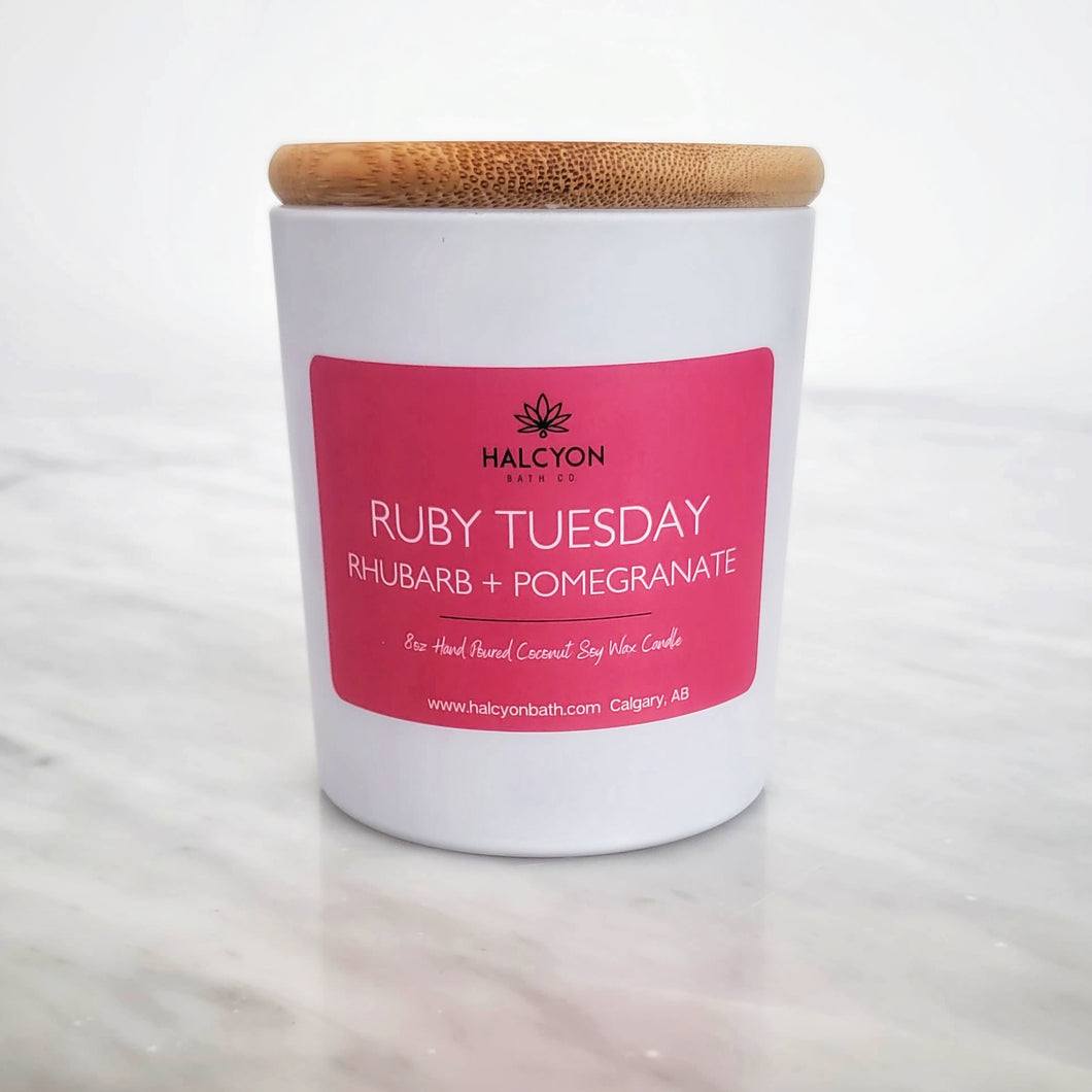 Ruby Tuesday - Rhubarb + Pomegranate Coconut  Candle 8oz.
