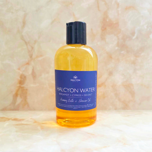 Halcyon Water Bergamot + Cypress + Sea Salt Foaming Bath & Shower Oil